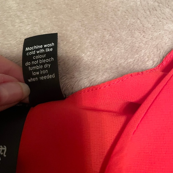 Sheer red 3/4 length sleeved blouse, size S, $15 - Picture 4 of 6